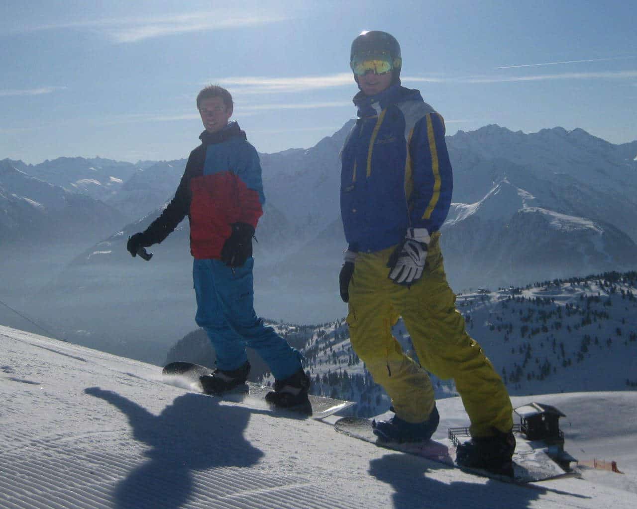 Snowboard Privatlehrer mit Kursteilnehmer am Penken in Mayrhofen