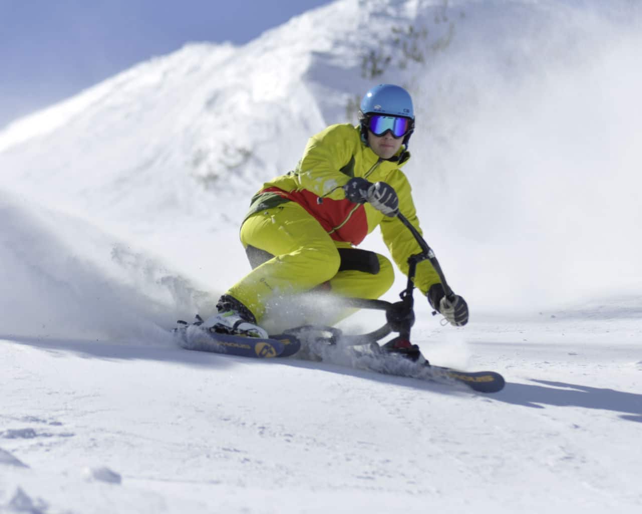 Snowbike Kurs und Ausruestung auf den Pisten in Mayrhofen